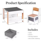 Set Tavolo e Sedie per Bambini, Scrivania per Bambini 4 in 1 con Cassetto Portaoggetti, Piano del Tavolo Staccabile 2 in 1 per Aula, Casa, Sala Giochi (Bianco)