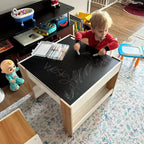 Set Tavolo e Sedie per Bambini, Scrivania per Bambini 4 in 1 con Cassetto Portaoggetti, Piano del Tavolo Staccabile 2 in 1 per Aula, Casa, Sala Giochi (Bianco)