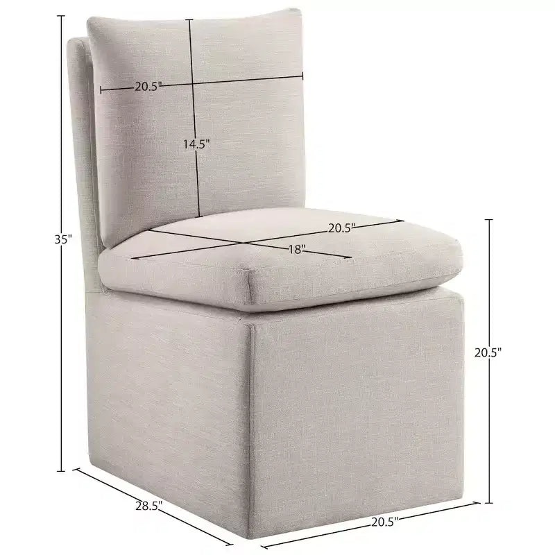Meridian Furniture Nelori Sedia da pranzo in tessuto testurizzato ad alte prestazioni, set da 2