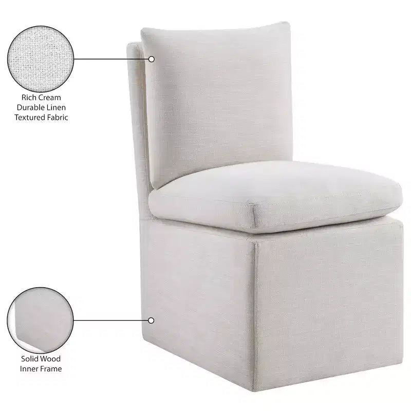 Meridian Furniture Nelori Sedia da pranzo in tessuto testurizzato ad alte prestazioni, set da 2