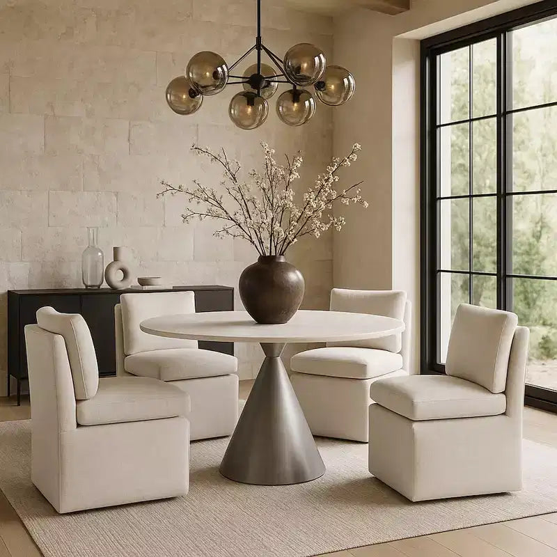 Meridian Furniture Nelori Sedia da pranzo in tessuto testurizzato ad alte prestazioni, set da 2