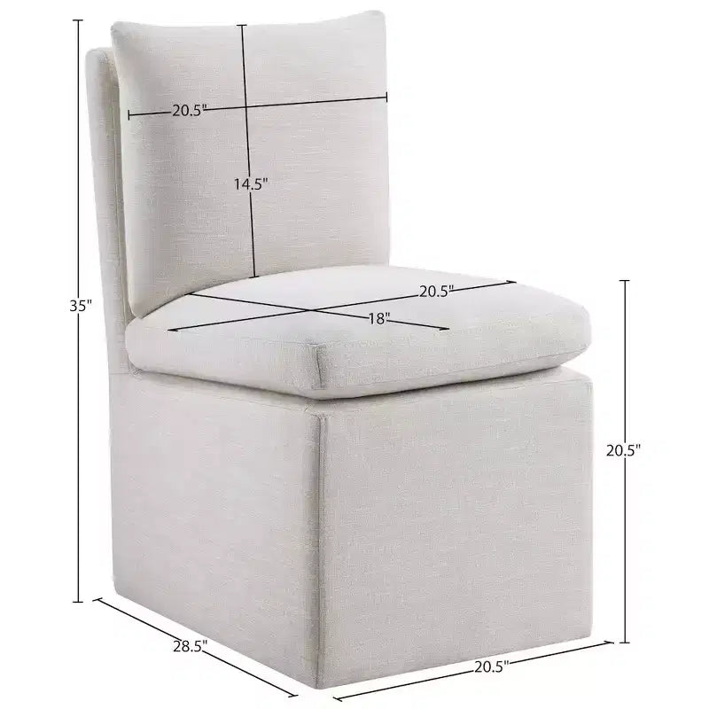 Meridian Furniture Nelori Sedia da pranzo in tessuto testurizzato ad alte prestazioni, set da 2