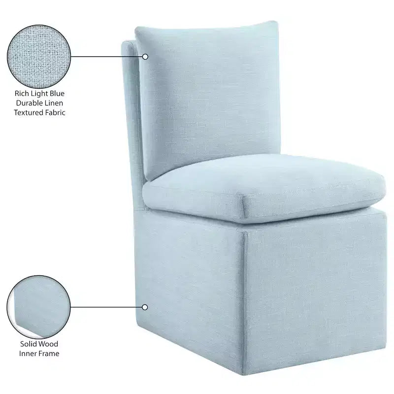 Meridian Furniture Nelori Sedia da pranzo in tessuto testurizzato ad alte prestazioni, set da 2