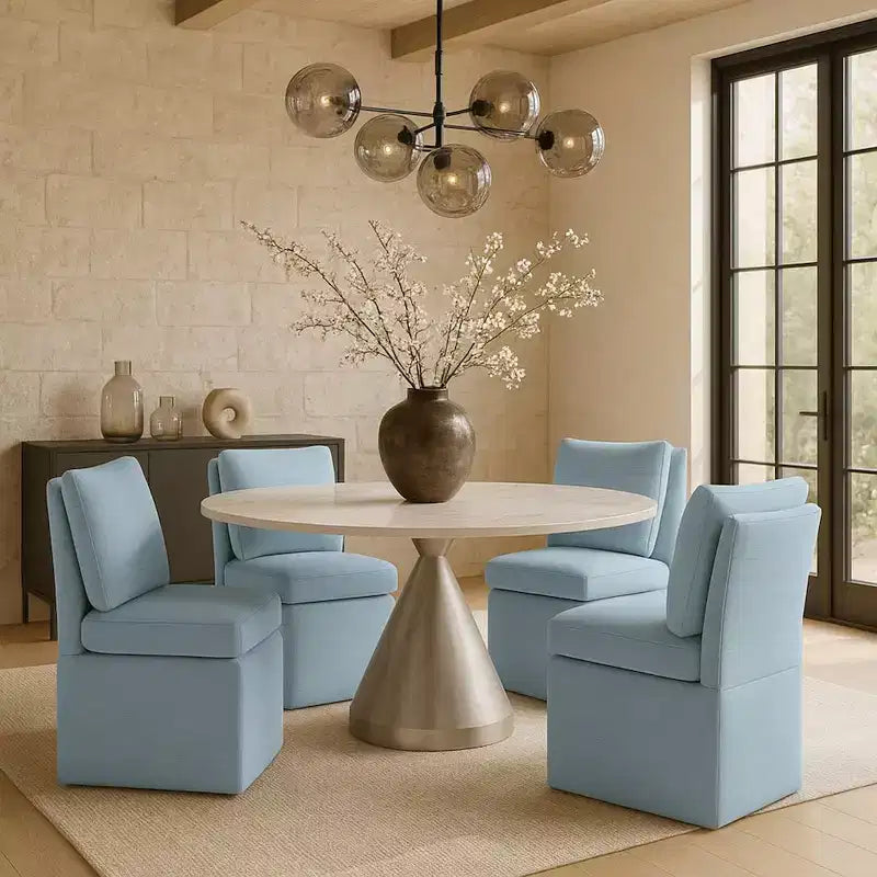 Meridian Furniture Nelori Sedia da pranzo in tessuto testurizzato ad alte prestazioni, set da 2