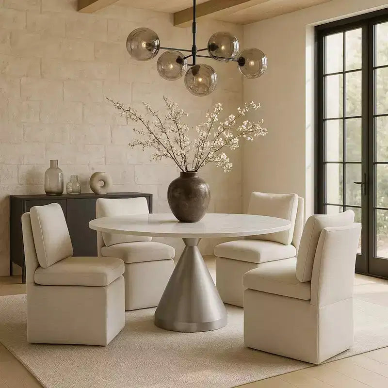 Meridian Furniture Nelori Sedia da pranzo in tessuto testurizzato ad alte prestazioni, set da 2