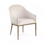 Meridian Furniture Ferro Beige Linen Textured Performance Fabric Upholstered Dining Arm Chair