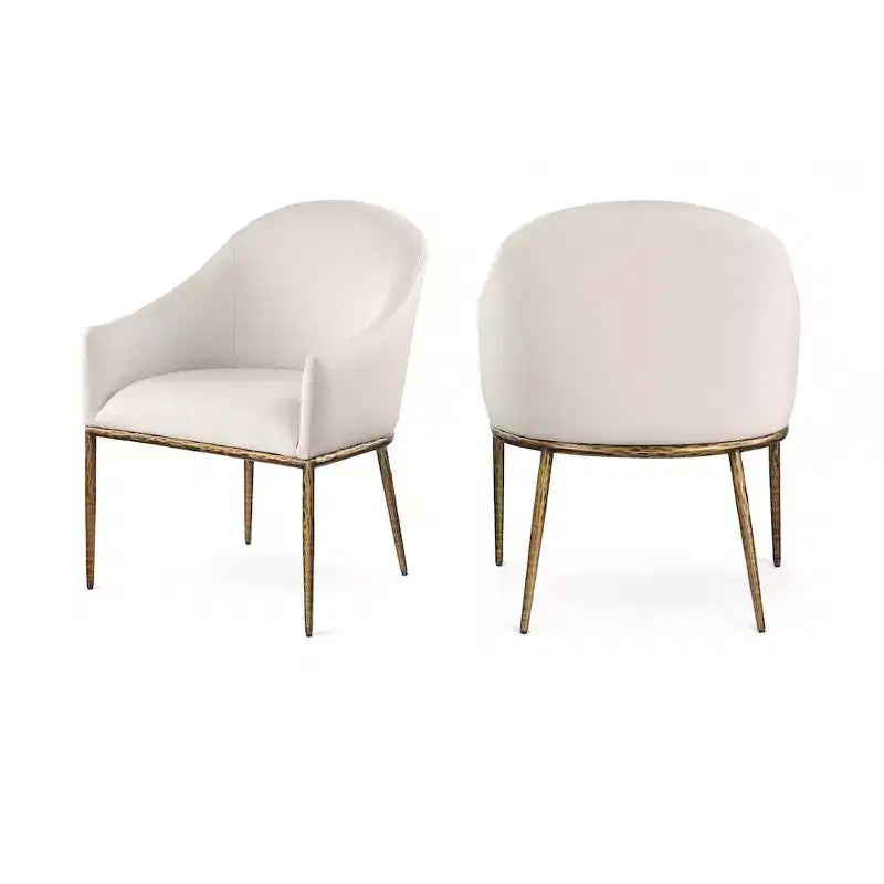 Sedia da pranzo imbottita Meridian Furniture Ferro, in tessuto a prestazioni elevate testurizzato color lino beige, con braccioli
