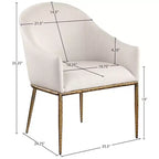 Sedia da pranzo imbottita Meridian Furniture Ferro, in tessuto a prestazioni elevate testurizzato color lino beige, con braccioli