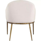 Sedia da pranzo imbottita Meridian Furniture Ferro, in tessuto a prestazioni elevate testurizzato color lino beige, con braccioli