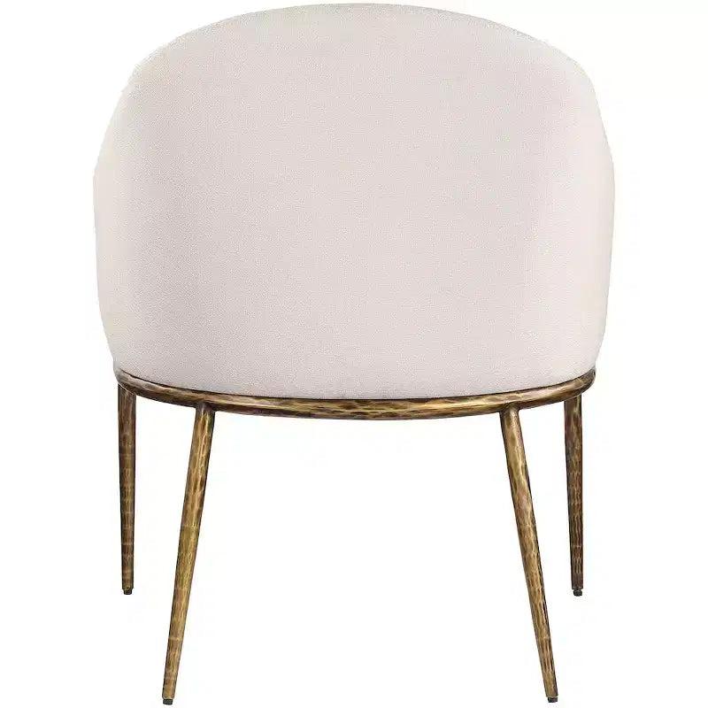 Sedia da pranzo imbottita Meridian Furniture Ferro, in tessuto a prestazioni elevate testurizzato color lino beige, con braccioli