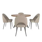 Tavolo da pranzo rotondo Jolana 45 e set di sedie da pranzo imbottite - iNSPIRE Q