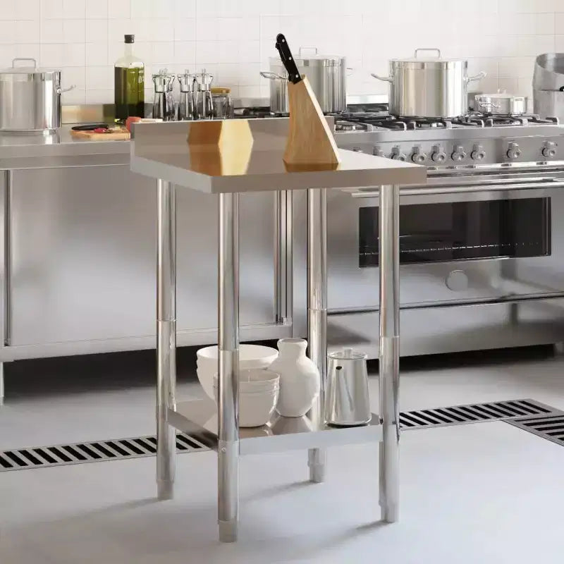 vidaXL Banco da Lavoro per Cucina con Alzatina 82,5x55x93 cm Acciaio Inox