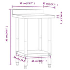 vidaXL Banco da Lavoro per Cucina con Alzatina 82,5x55x93 cm Acciaio Inox