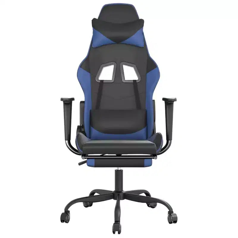 vidaXL Sedia da gaming regolabile, nera e blu, in similpelle, metallo e compensato