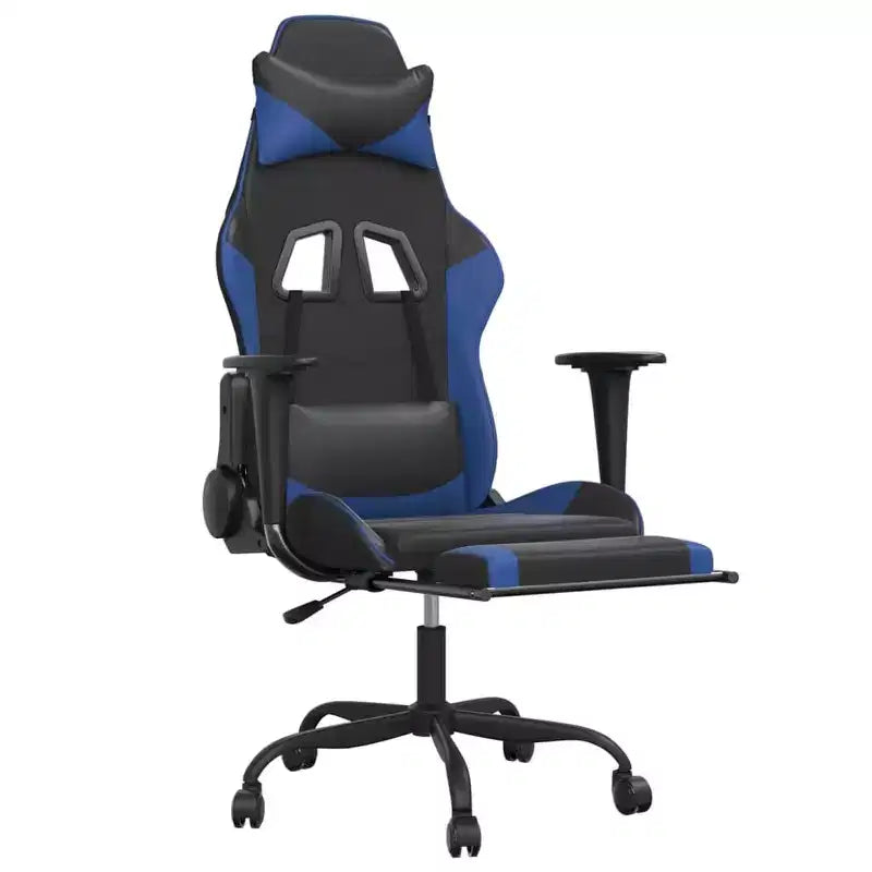 vidaXL Sedia da gaming regolabile, nera e blu, in similpelle, metallo e compensato