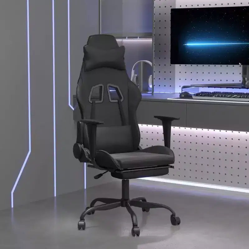 vidaXL Sedia da gaming regolabile, nera e blu, in similpelle, metallo e compensato