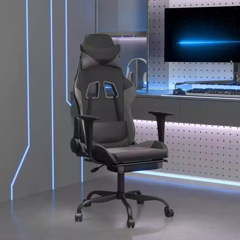 vidaXL Sedia da gaming regolabile, nera e blu, in similpelle, metallo e compensato