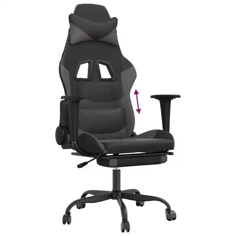 vidaXL Sedia da gaming regolabile, nera e blu, in similpelle, metallo e compensato