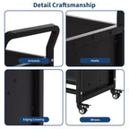Carrello portadocumenti a 3 ripiani, carrelli multiuso in metallo con 4 ruote bloccabili e ganci laterali, libreria per casa, biblioteca, scuola, ufficio, studio