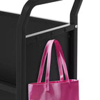 Carrello portadocumenti a 3 ripiani, carrelli multiuso in metallo con 4 ruote bloccabili e ganci laterali, libreria per casa, biblioteca, scuola, ufficio, studio
