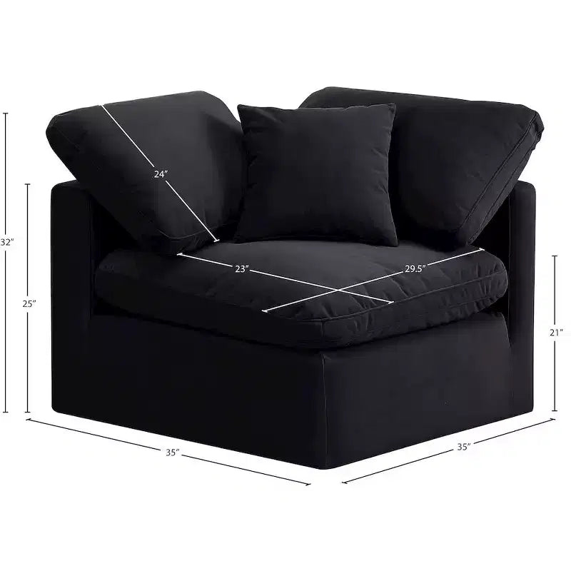 Meridian Furniture Poltrona angolare in velluto Indulge