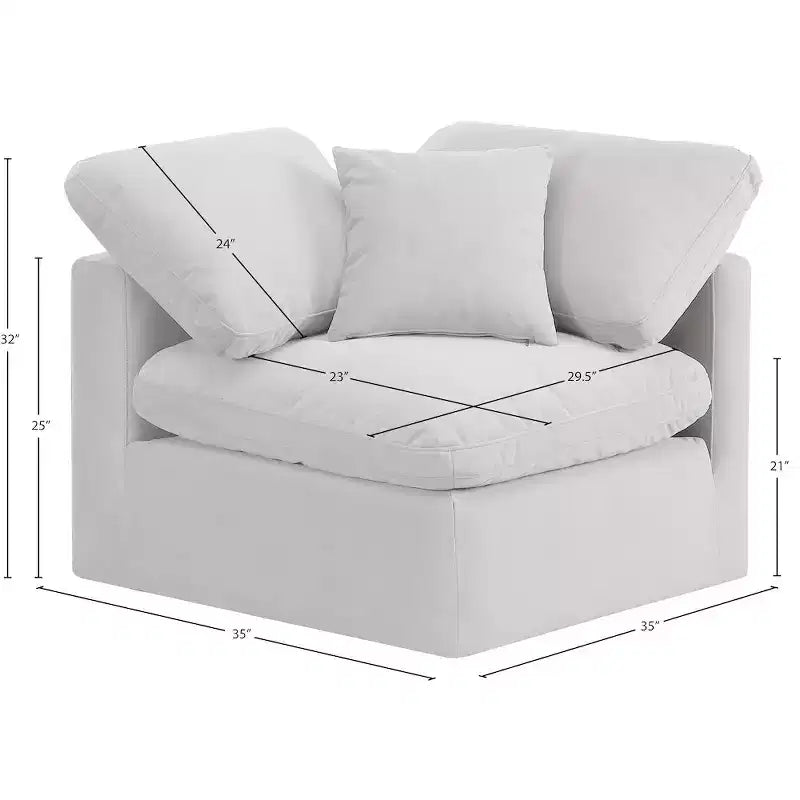 Meridian Furniture Poltrona angolare in velluto Indulge