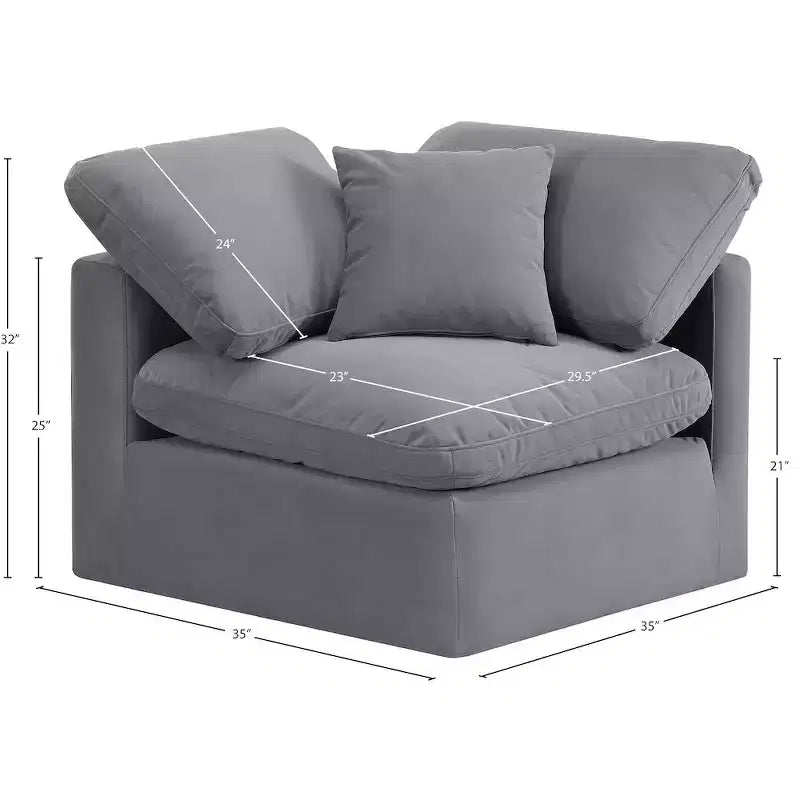 Meridian Furniture Poltrona angolare in velluto Indulge