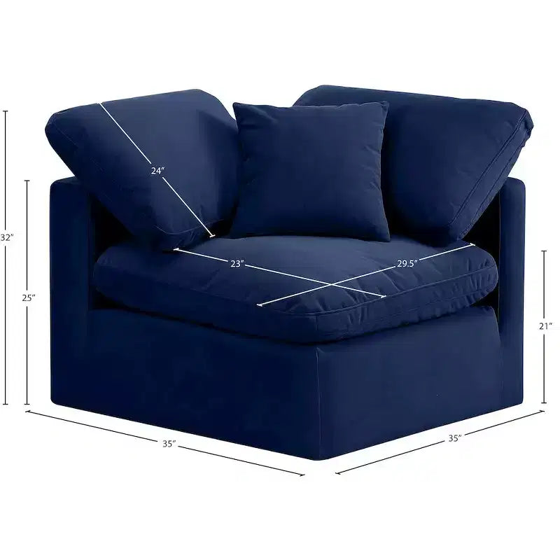 Meridian Furniture Poltrona angolare in velluto Indulge