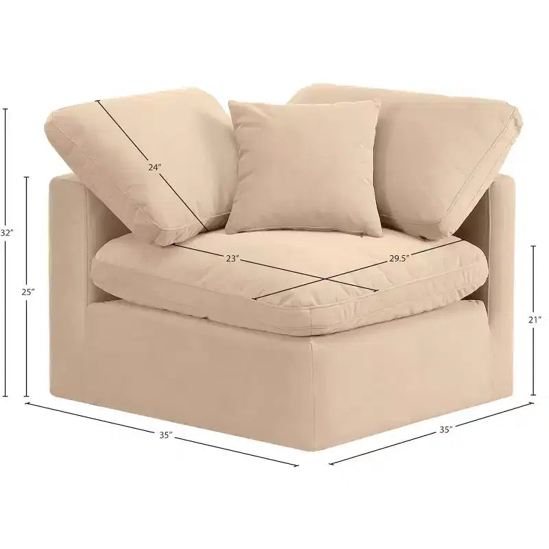 Meridian Furniture Poltrona angolare in velluto Indulge