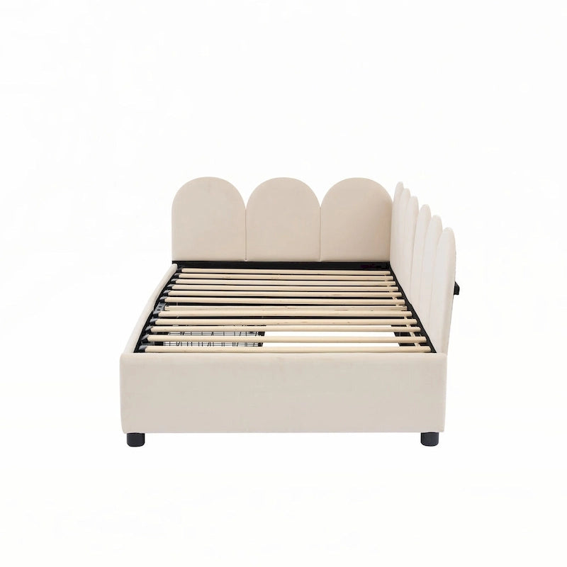 Divano letto imbottito singolo con 2 cassetti