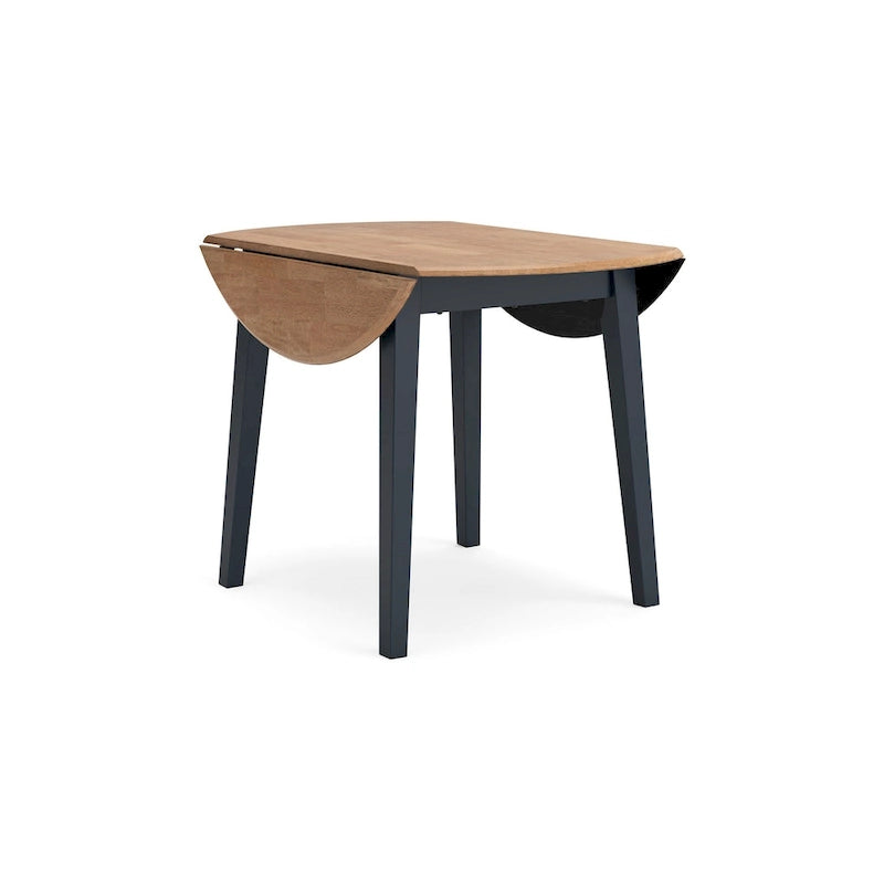 Tavolo da Pranzo Allungabile in Legno di Mango Blu Scuro con 2 Alette a Scomparsa – da 66 a 107 cm