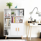 Mobiletto contenitore da pavimento a sé stante con ripiani libreria in legno