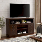 Mobile porta TV rustico in stile country con 6 cassetti, 4 ripiani e passacavi – Per TV fino a 65"