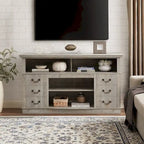 Mobile porta TV rustico in stile country con 6 cassetti, 4 ripiani e passacavi – Per TV fino a 65"