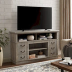 Mobile porta TV rustico in stile country con 6 cassetti, 4 ripiani e passacavi – Per TV fino a 65"