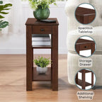 Tavolino da Divano con 1 Cassetto e Ripiani – Stile Moderno Transizionale