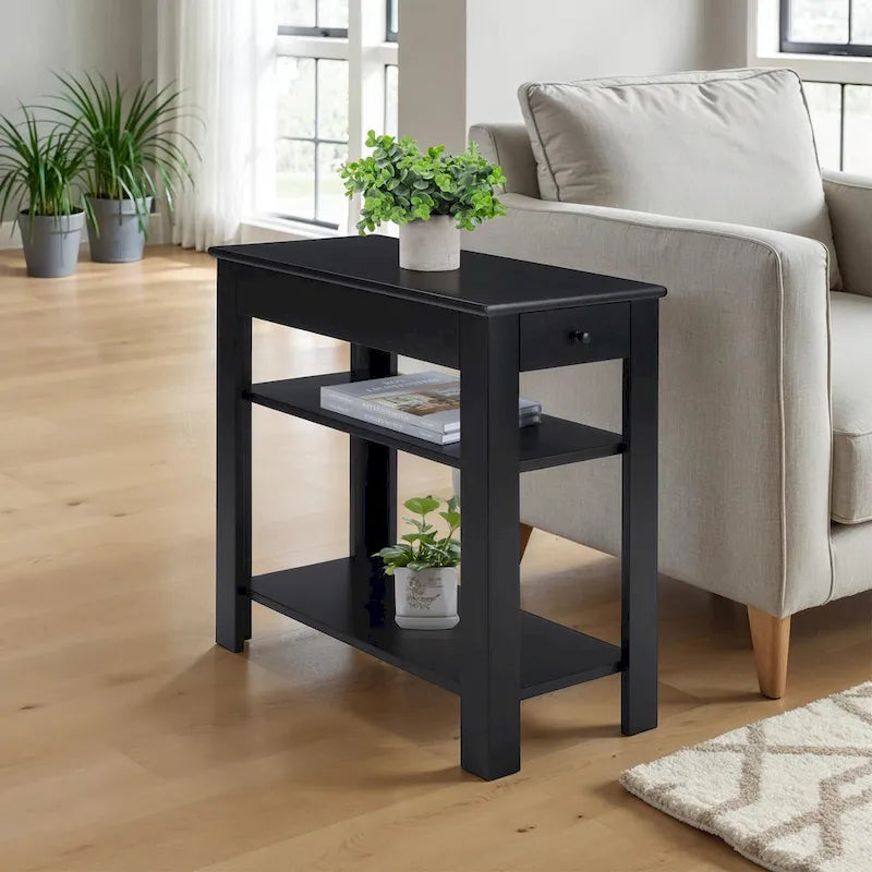 Tavolino da Divano con 1 Cassetto e Ripiani – Stile Moderno Transizionale