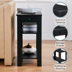 Tavolino da Divano con 1 Cassetto e Ripiani – Stile Moderno Transizionale