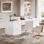 Scrivania bianca per computer con cassetti classificatori, 59 scrivania moderna per ufficio domestico