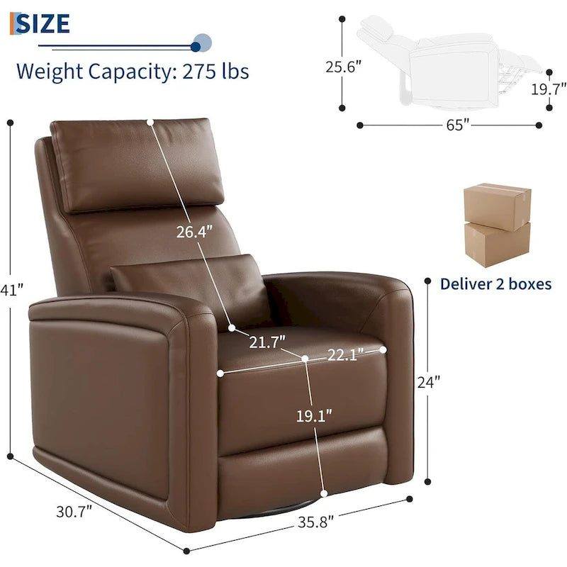 Poltrona Reclinabile Manuale, Girevole a 360 Gradi, Basculante con Schienale Ergonomico