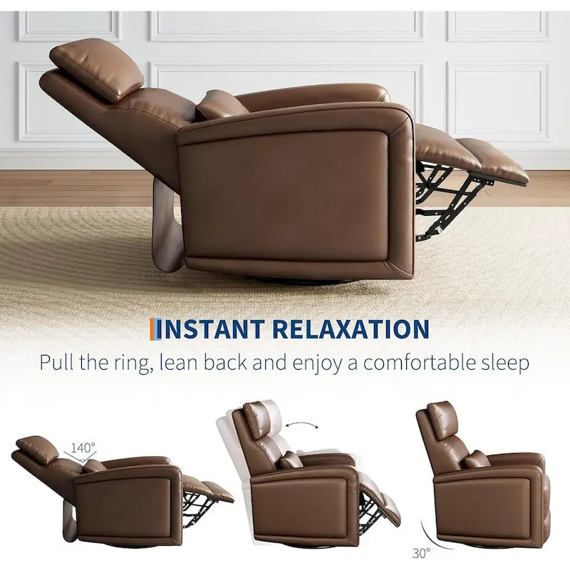 Poltrona Reclinabile Manuale, Girevole a 360 Gradi, Basculante con Schienale Ergonomico