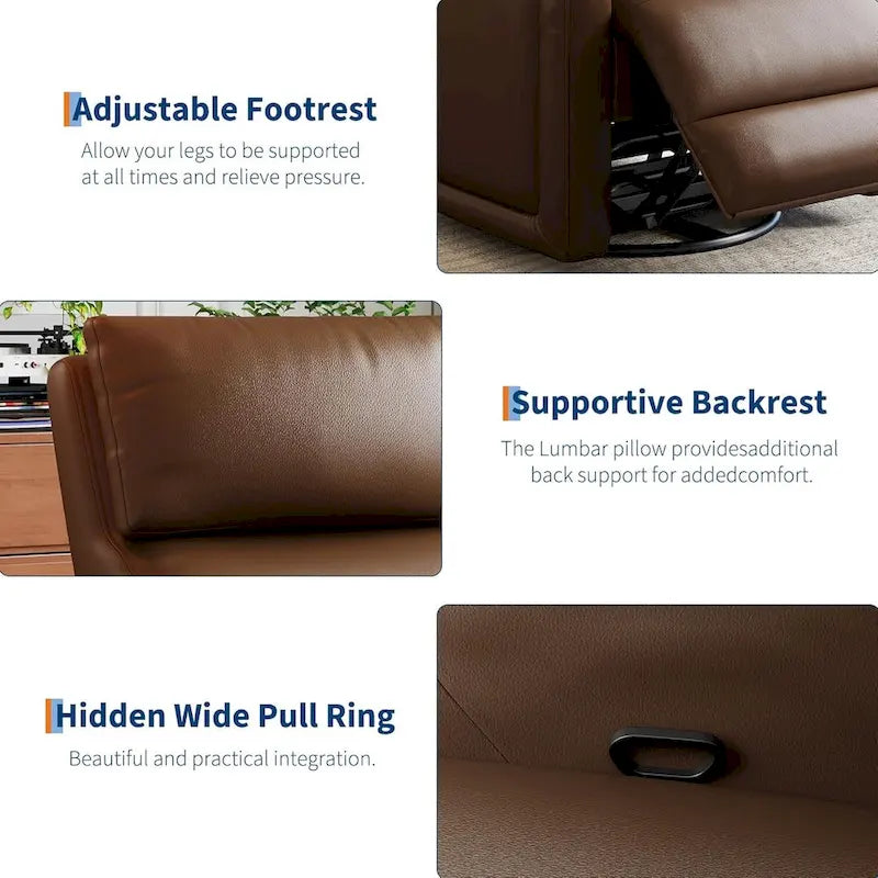Poltrona Reclinabile Manuale, Girevole a 360 Gradi, Basculante con Schienale Ergonomico