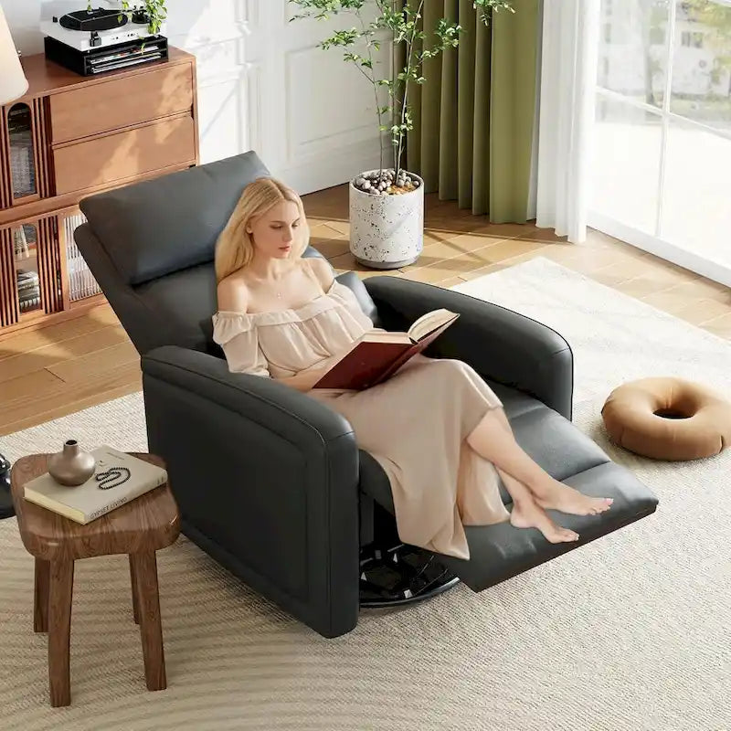 Poltrona Reclinabile Manuale, Girevole a 360 Gradi, Basculante con Schienale Ergonomico