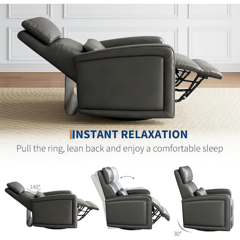 Poltrona Reclinabile Manuale, Girevole a 360 Gradi, Basculante con Schienale Ergonomico