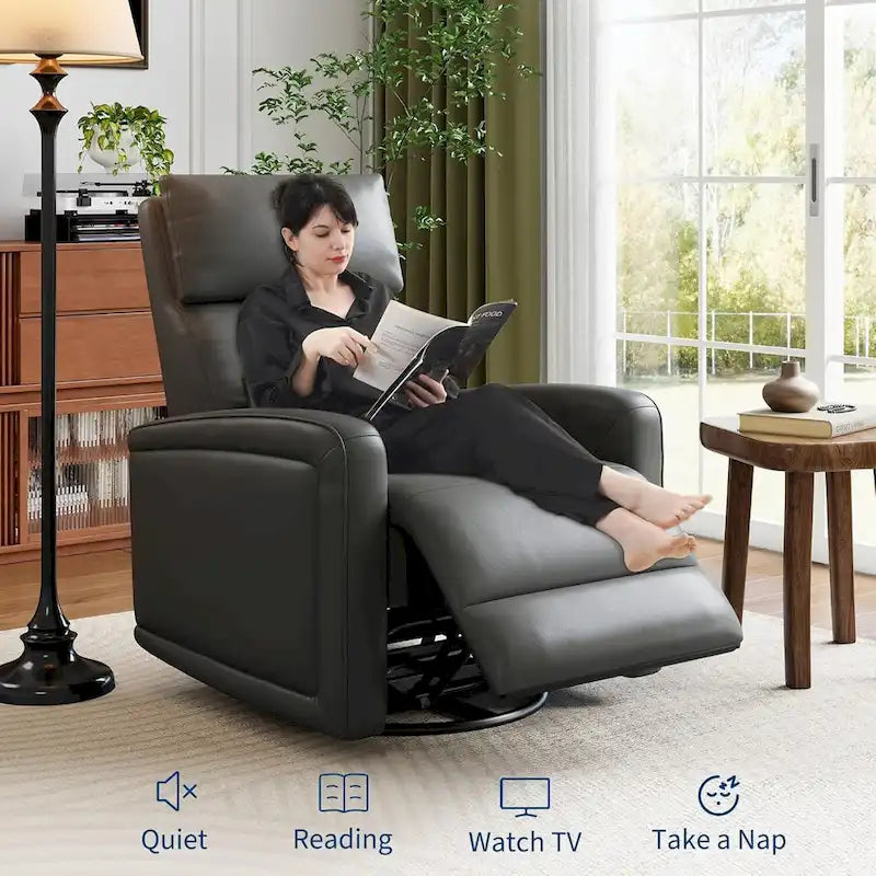 Poltrona Reclinabile Manuale, Girevole a 360 Gradi, Basculante con Schienale Ergonomico