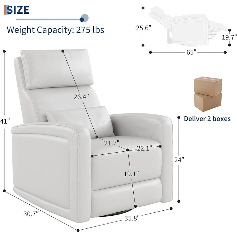 Poltrona Reclinabile Manuale, Girevole a 360 Gradi, Basculante con Schienale Ergonomico