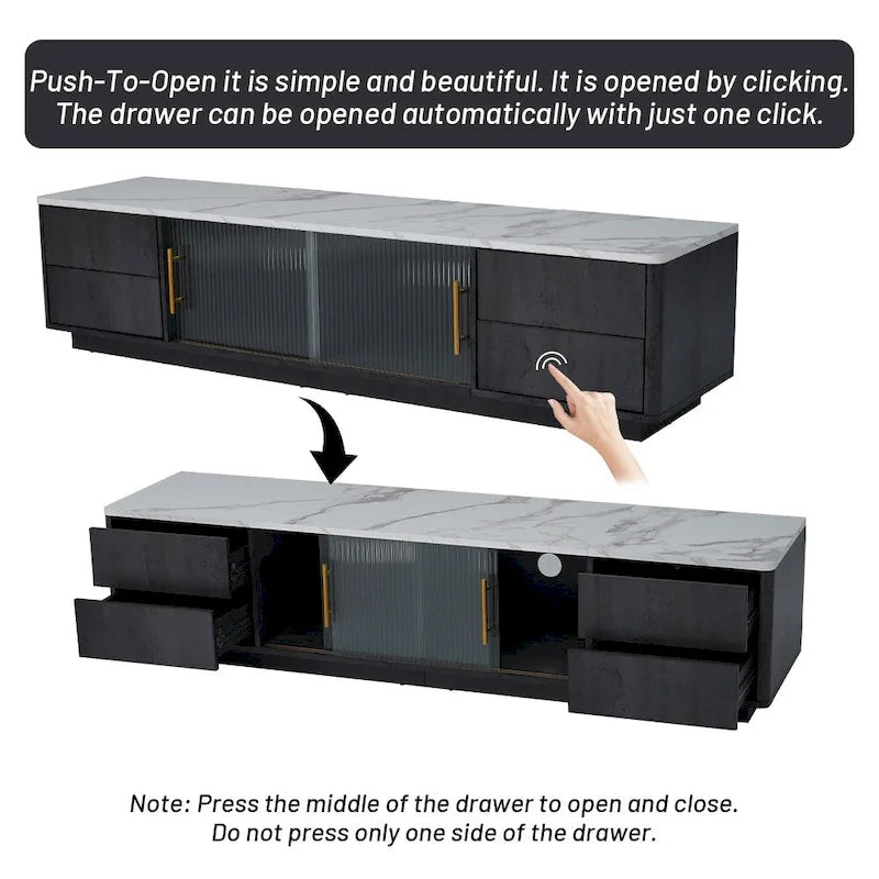 Mobile porta TV da 160 cm con 4 cassetti e grande armadietto – Nero e Bianco, Adatto per TV fino a 70"