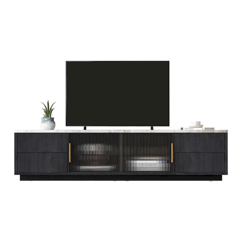 Mobile porta TV da 160 cm con 4 cassetti e grande armadietto – Nero e Bianco, Adatto per TV fino a 70"
