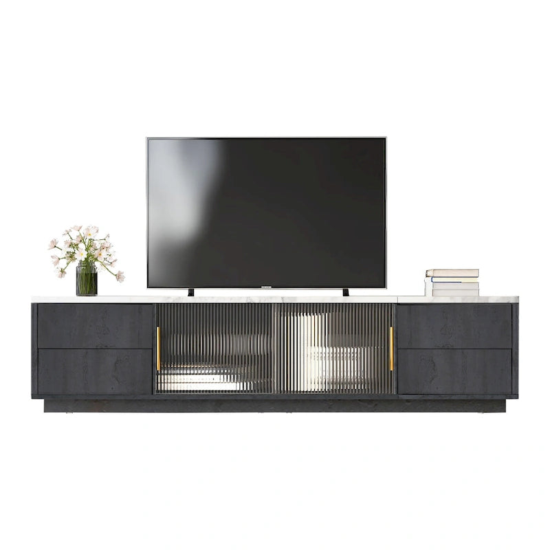 Mobile porta TV da 160 cm con 4 cassetti e grande armadietto – Nero e Bianco, Adatto per TV fino a 70"