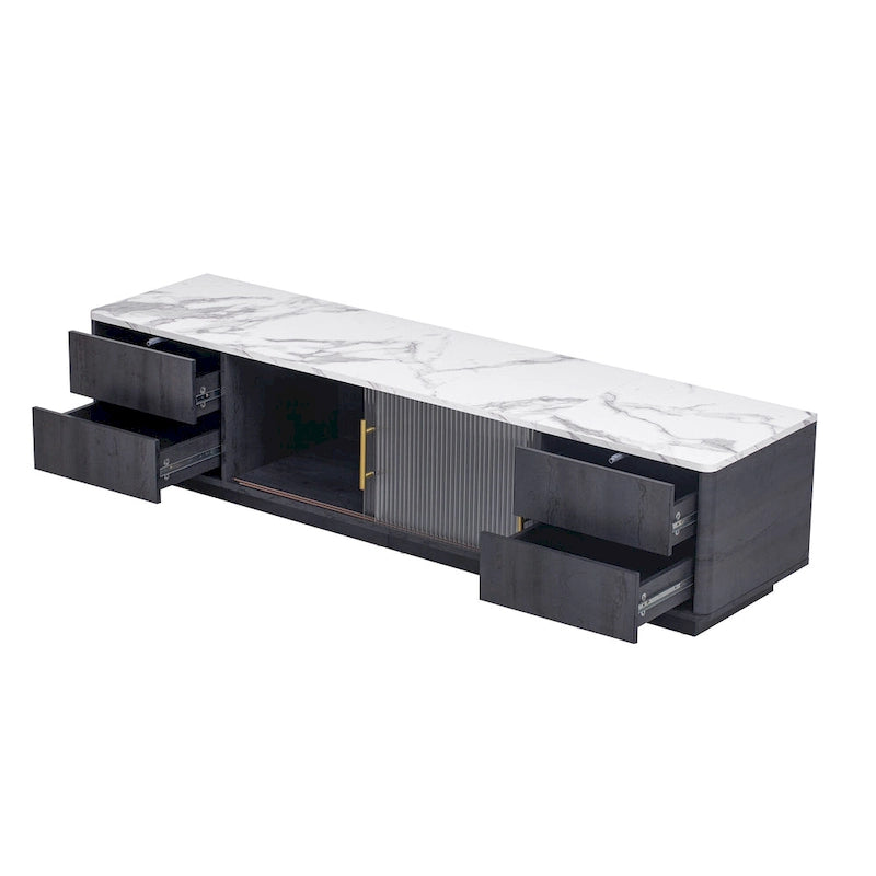 Mobile porta TV da 160 cm con 4 cassetti e grande armadietto – Nero e Bianco, Adatto per TV fino a 70"